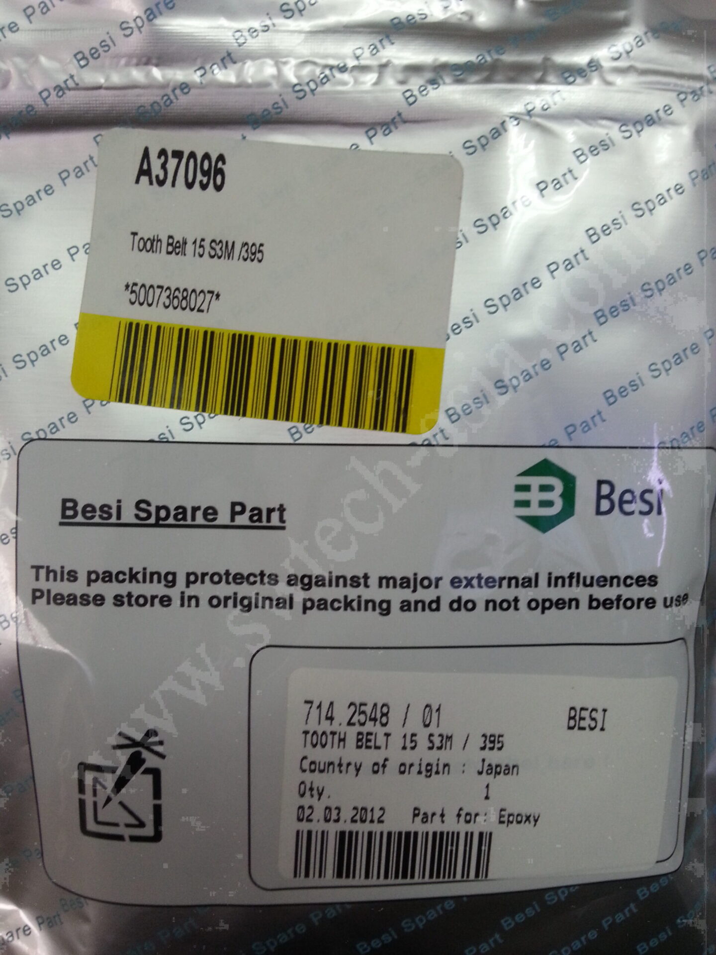 ESEC 2008HS Tooth Belt 15 S3M - 395 714.2548 / 01
