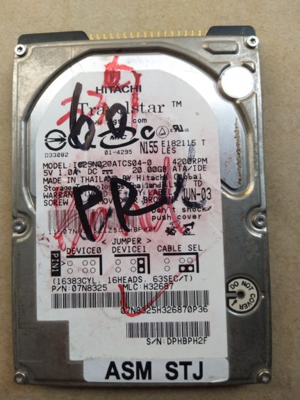 ASM STJ HITACHI TRAVELSTAR IC25N020ATCS04-0 HARDDISK