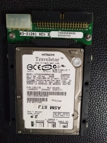 HITACHI (TRAVELSTAR) HTS424040M9AT00 (03-21201 REV B) 5V 1.0A 40GB Harddisk 13G1132