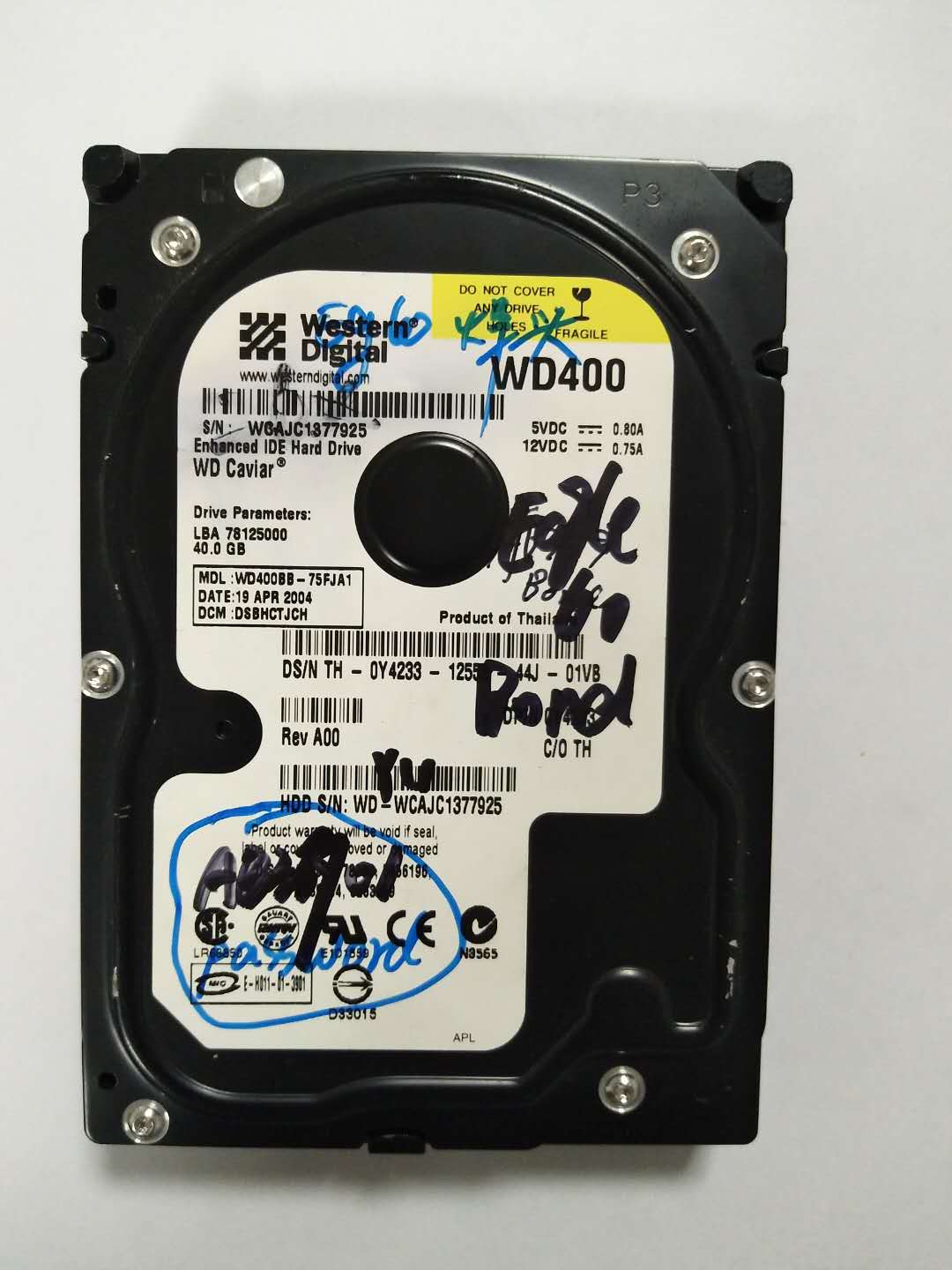 WESTERN DIGITAL WD400BB-75FJA1 (EAGLE60 BOND) Harddisk