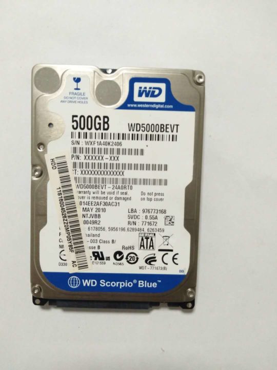 WESTERN DIGITAL WD5000BEVT 500GB HARDDISK