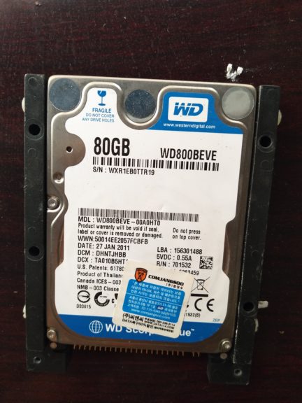 WESTERN DIGITAL WD800BEVE-00A0HT0 80GB HARDDISK
