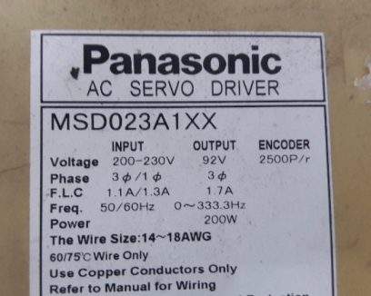 Disco Panasonic AC SERVO DRIVER MSD023A1XX