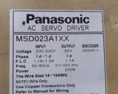 Panasonic AC Servo Driver MSD023A1XX