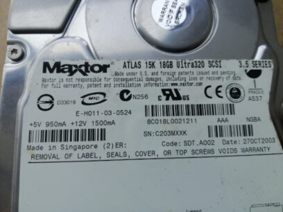 KNS 7500 Maxtor Atlas 15k 18GB Ultra320 SCSI 3.5 series Hard Drive
